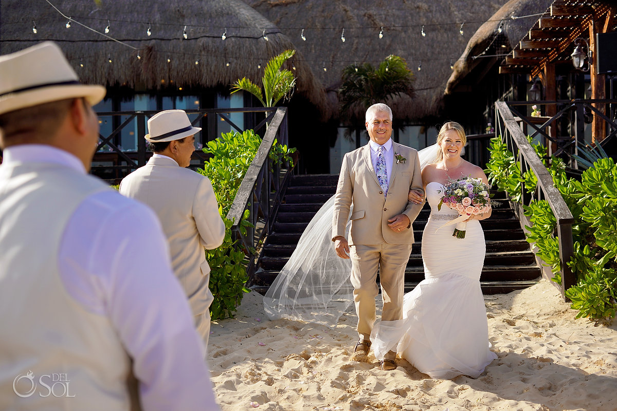 Bride entrance Now Sapphire Tequila Beach Wedding