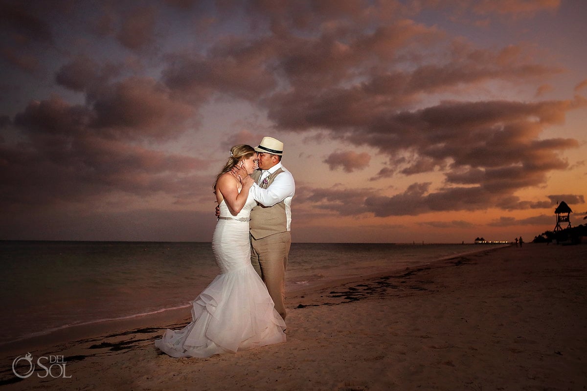 Del Sol Travels Now Sapphire Wedding Sunset Portrait Cancun Mexico