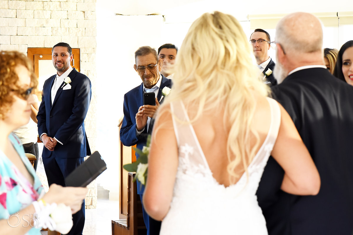 first look Hard Rock Catholic Wedding Riviera Maya San Charbel Chapel