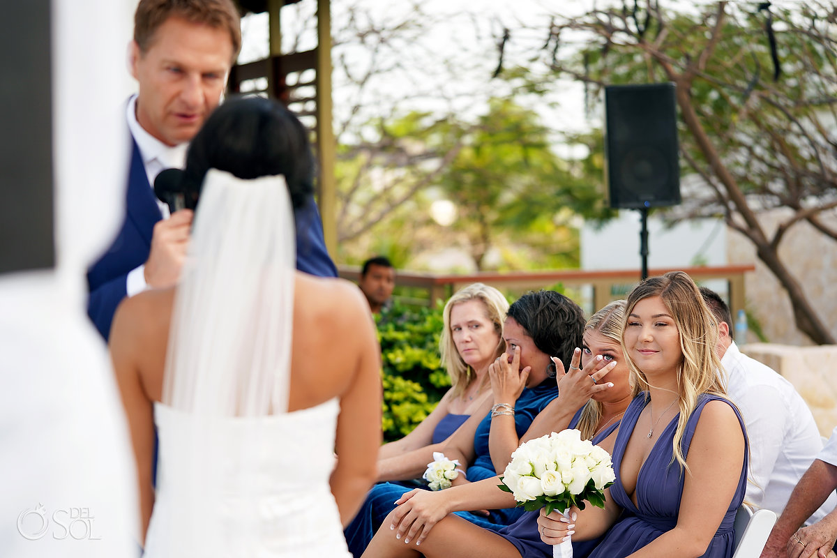 bridesmaid crying watching wedding ceremony Secrets Playa Mujeres