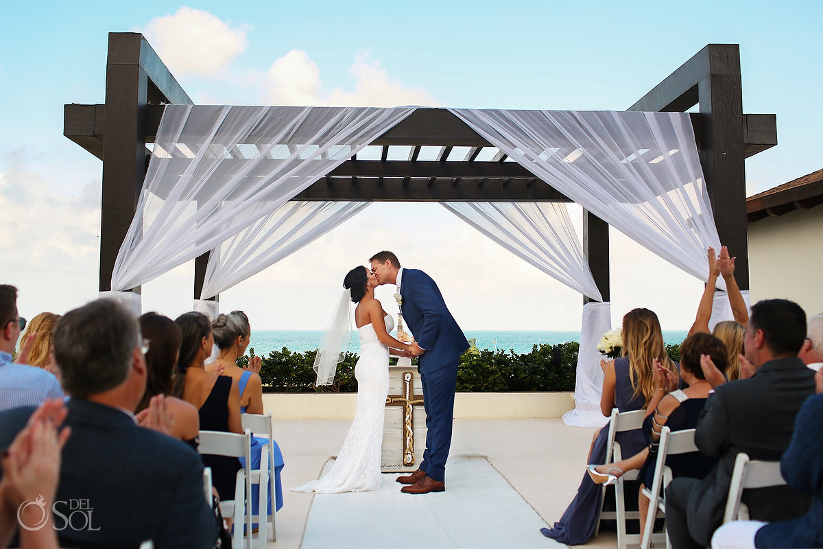 first Kiss secrets Playa Mujeres Gazebo Wedding Cancun Mexico