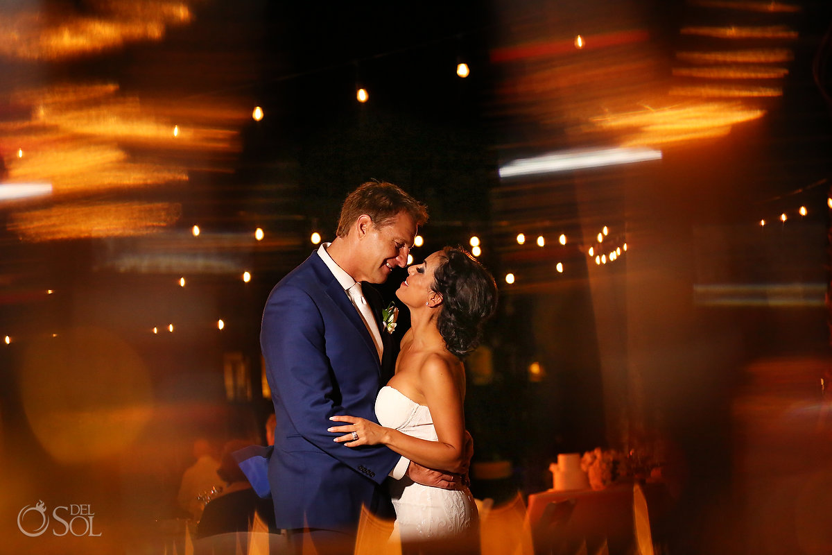 bride and groom night portrait