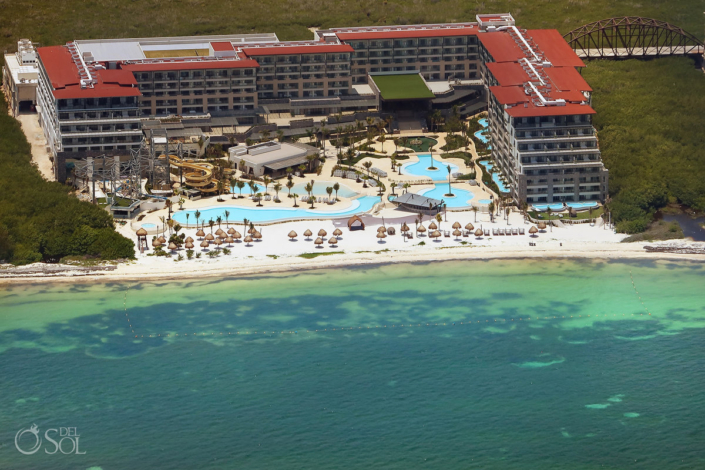 Dreams Natura Riviera Cancun Aerial photograph showing waterpark