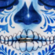 COVID Zoom Wedding Mexico face mask blue Day of the Dead Sugar Skull