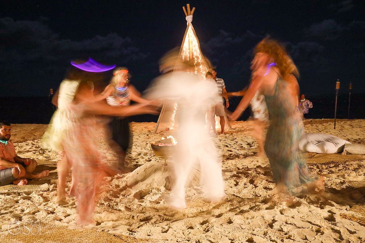 Dreams Natura Bonfire Welcome Party Rehearsal Dinner Riviera Cancun Mexico