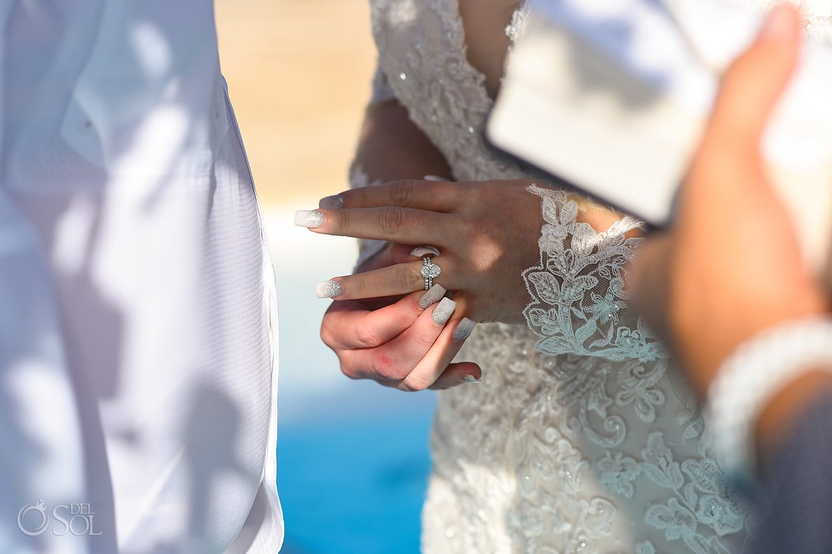 Ring exchange Dreams Natura Wedding Ceremony Infinity Pool Riviera Cancun Mexico