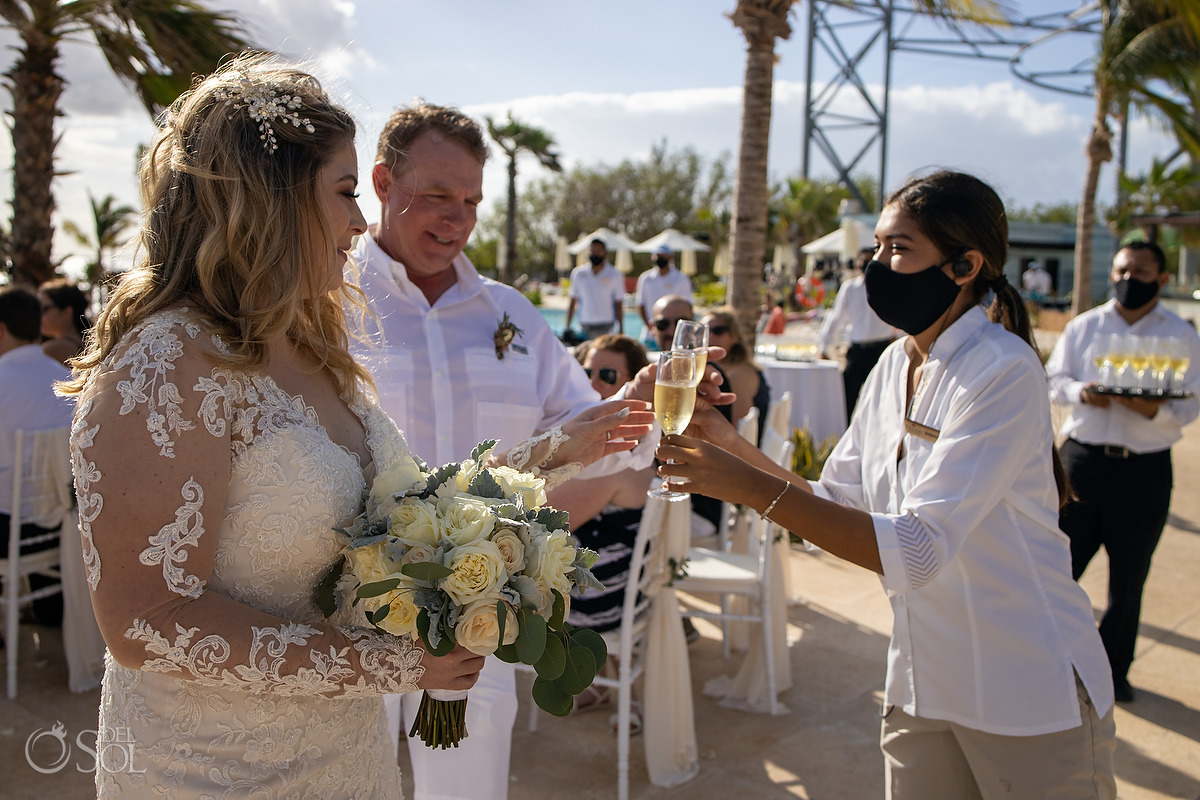 Dreams Natura Wedding coordinator champagne toast Riviera Cancun Mexico