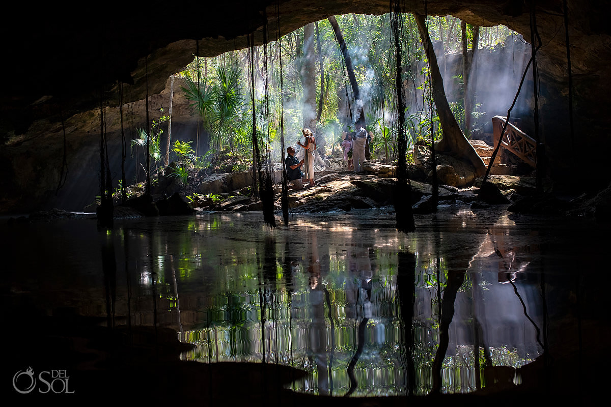 Blended Family proposal mexico Jungle cenote with Mayan Shaman Ceremony