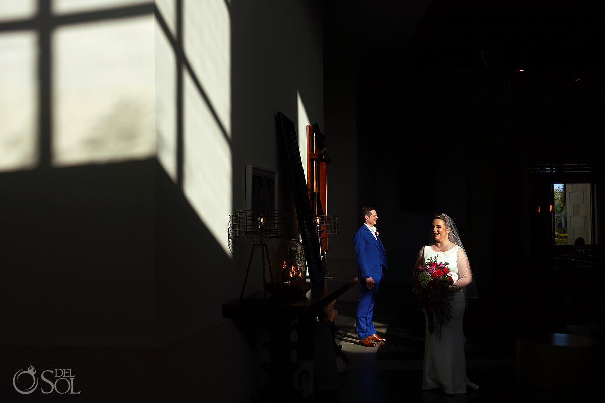 Unico Riviera Maya Lobby creative wedding portrait