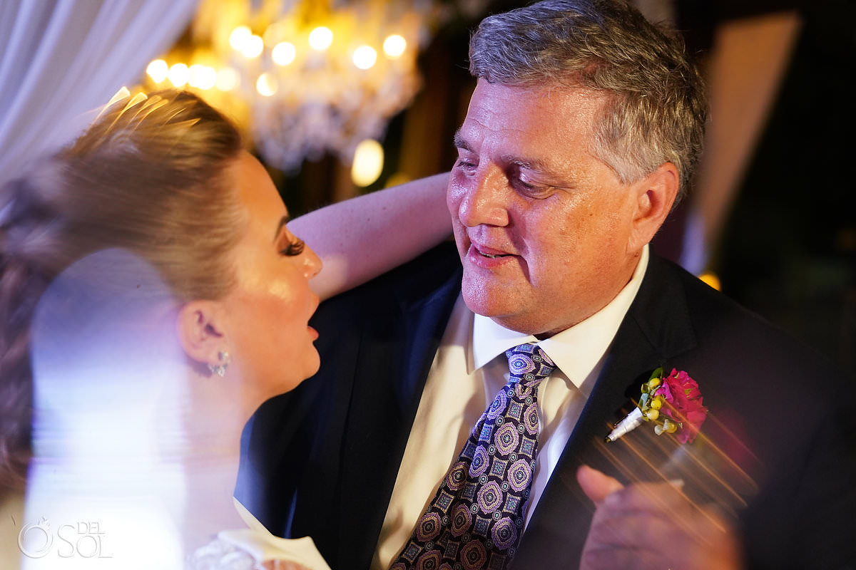 father daughter dance Unico Riviera Maya Wedding Reception Costerra Terrace