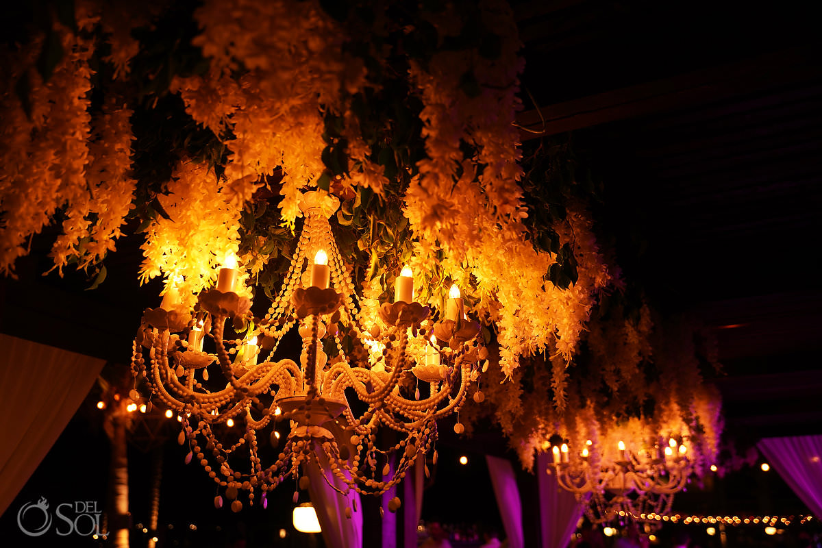 chandeliers and orchids, romantic wedding reception ideas