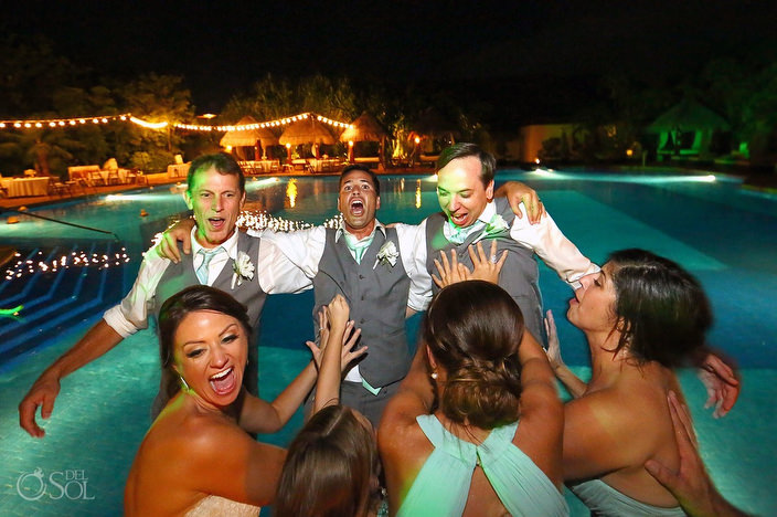 Why you should jump in the pool Dreams Sapphire wedding reception