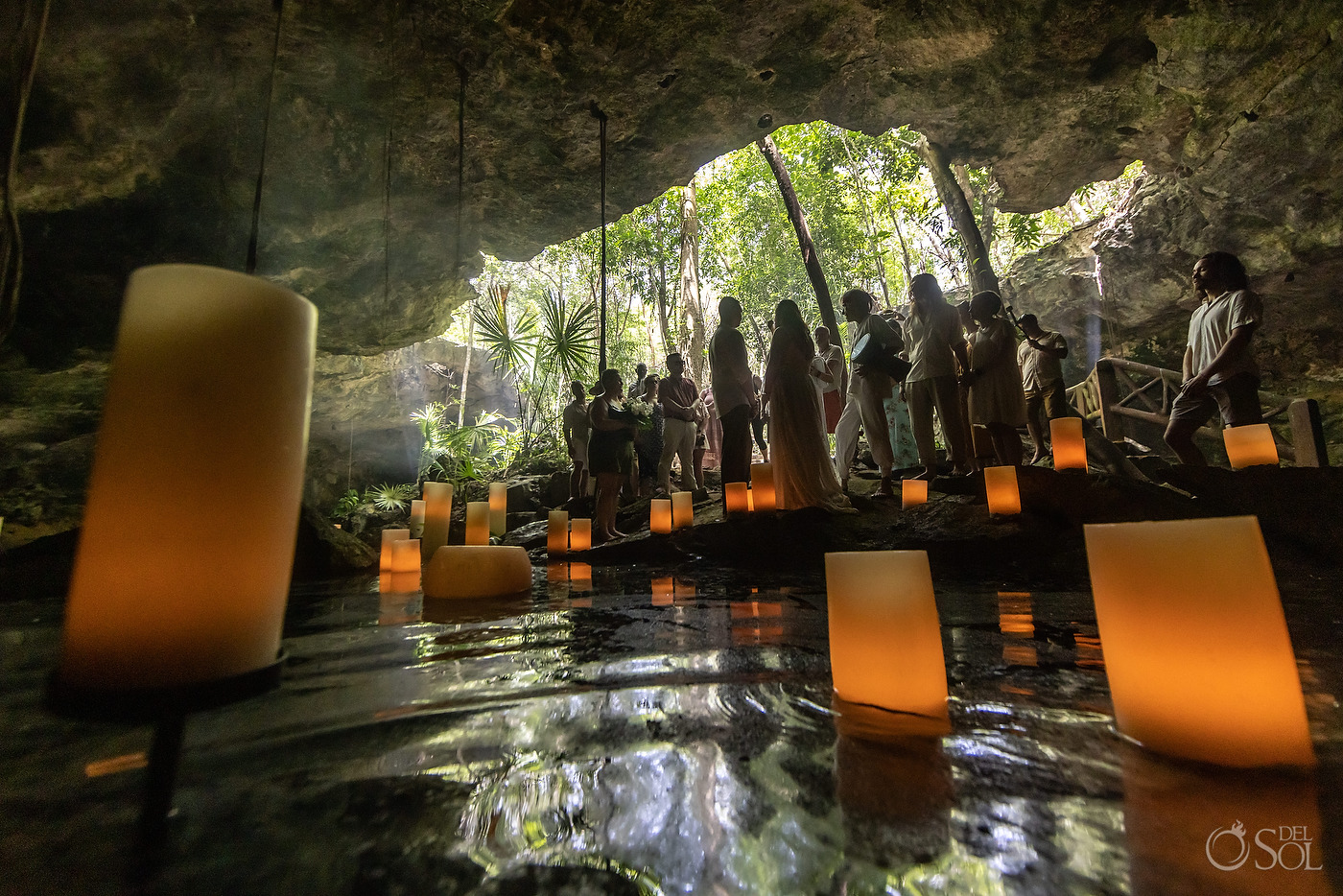 candles in a Mexico Cenote Micro Ceremony