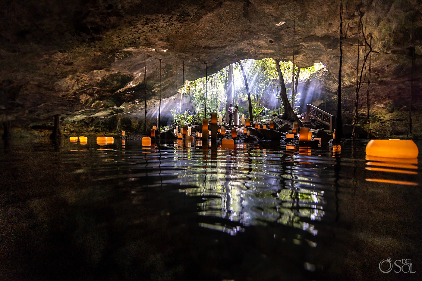 Mexico Cenote Micro Ceremony with candles by del Sol Photography 