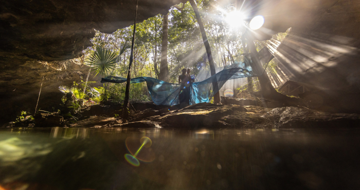 Epic micro cenote ceremony trash the dress experience by del Sol Photography