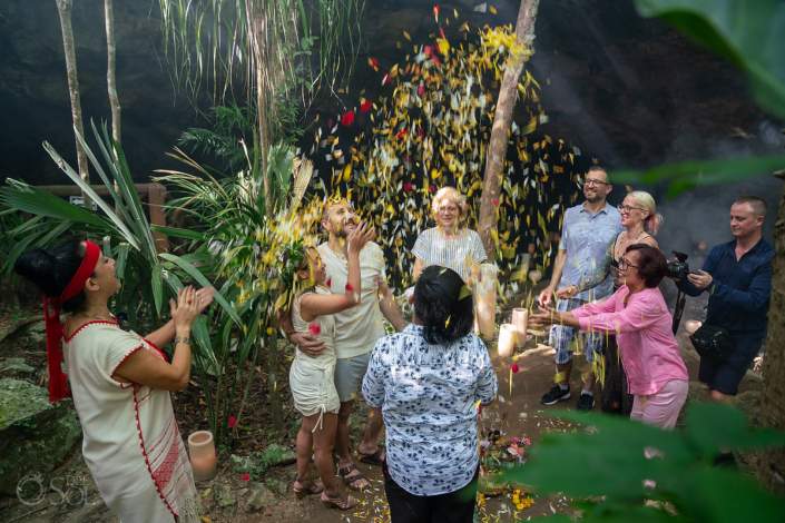 flower blessing Cenote Proposal Riviera Maya Mexico