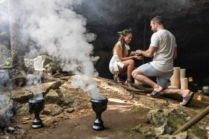 copal ceremony blessing riviera maya Mexican cave Surprise Cenote Proposal