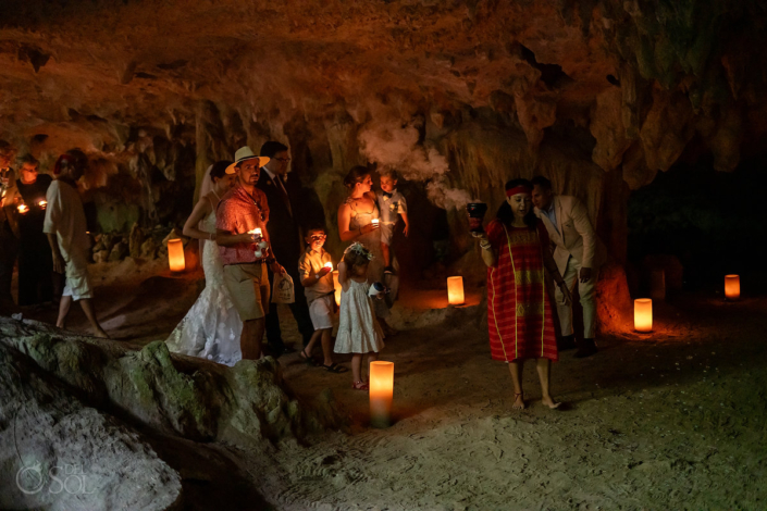 Underground cave Family Cenote Wedding Akumal Mexico