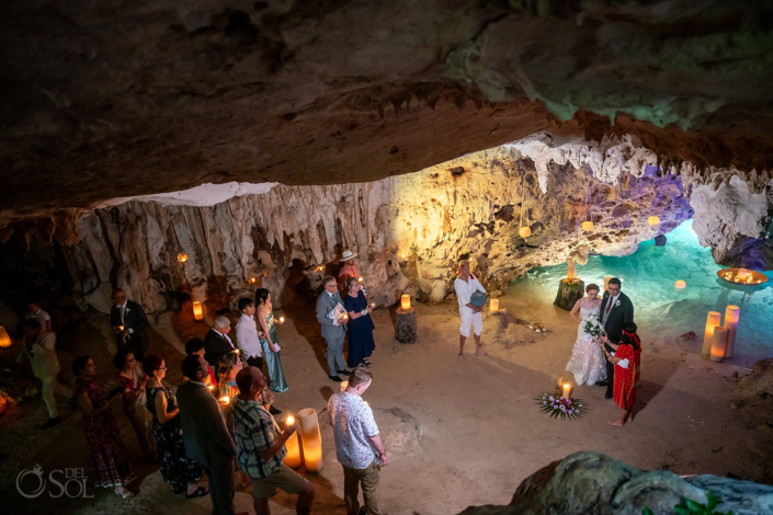 Underground cave Family Cenote Wedding Akumal Mexico
