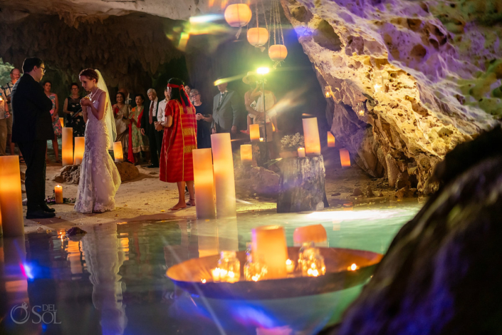 Micro Cenote Wedding Akumal with candles