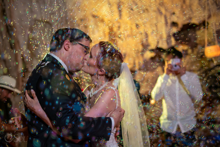 Cenote wedding kiss