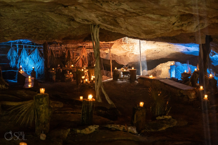 mayan altar in an underground mexico cenote ceremony