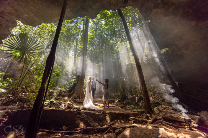 underground cave sacred Mayan spiritual blessing ceremony Mexico cenote wedding