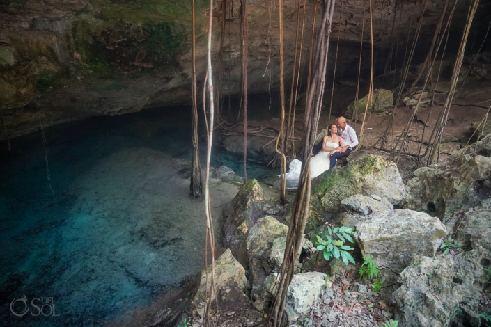 Underground caves in Mexico cenote wedding ceremony