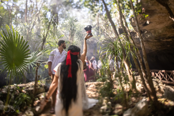 copal blessing ritual cleansing cenote wedding guests