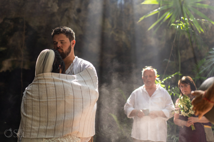 fabric blessing Spiritual Riviera Maya Cenote Wedding