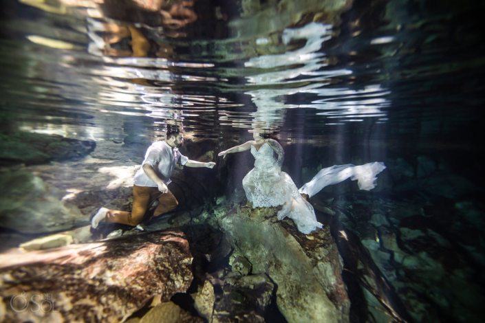 Underwater cenote trash the dress