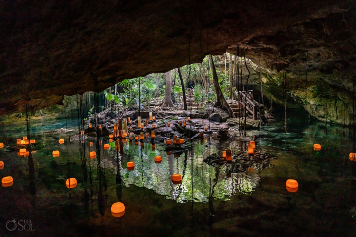 Proposal ideas Riviera Maya Tulum cenote with candles