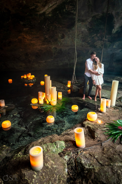 Guy surprises his girlfriend in Mexico with a romantic Tulum Cenote Proposal