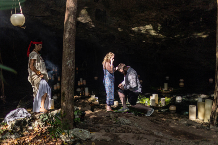 Cenote Proposal Surprise Ceremony she said y es