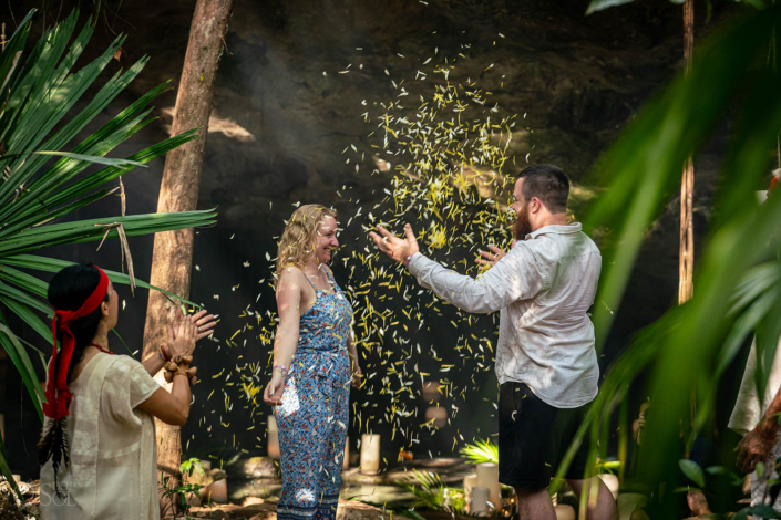 flower ceremony she said yes proposal ideas in a cenote in mexico
