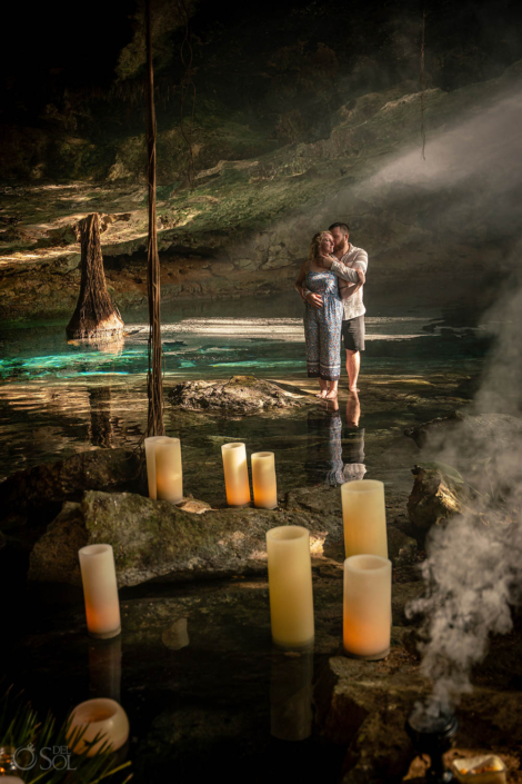 bride and groom proposal ideas in a cenote