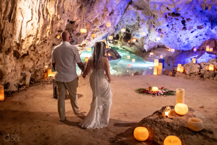 Beautiful Romantic family cenote wedding location with candles
