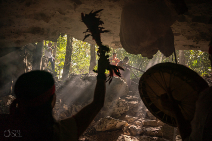 Family Cenote Ceremony in Mexico with shaman
