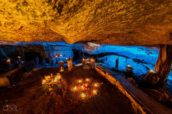 Tulum Jungle Cave wedding ceremony decor for a spiritual Jewish cenote ceremony