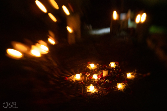 Unique candle-lit ceremony location including the star of David