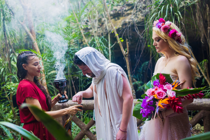 Mayan blessing by a shaman for a Tulum Jungle Cenote Wedding