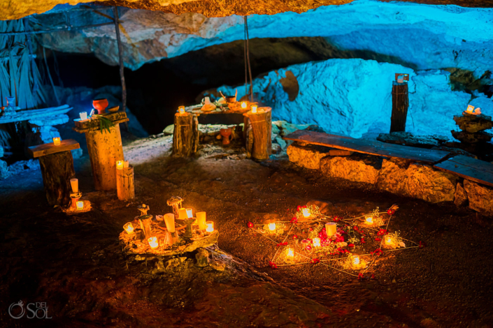 Unique candle-lit ceremony location including the star of David