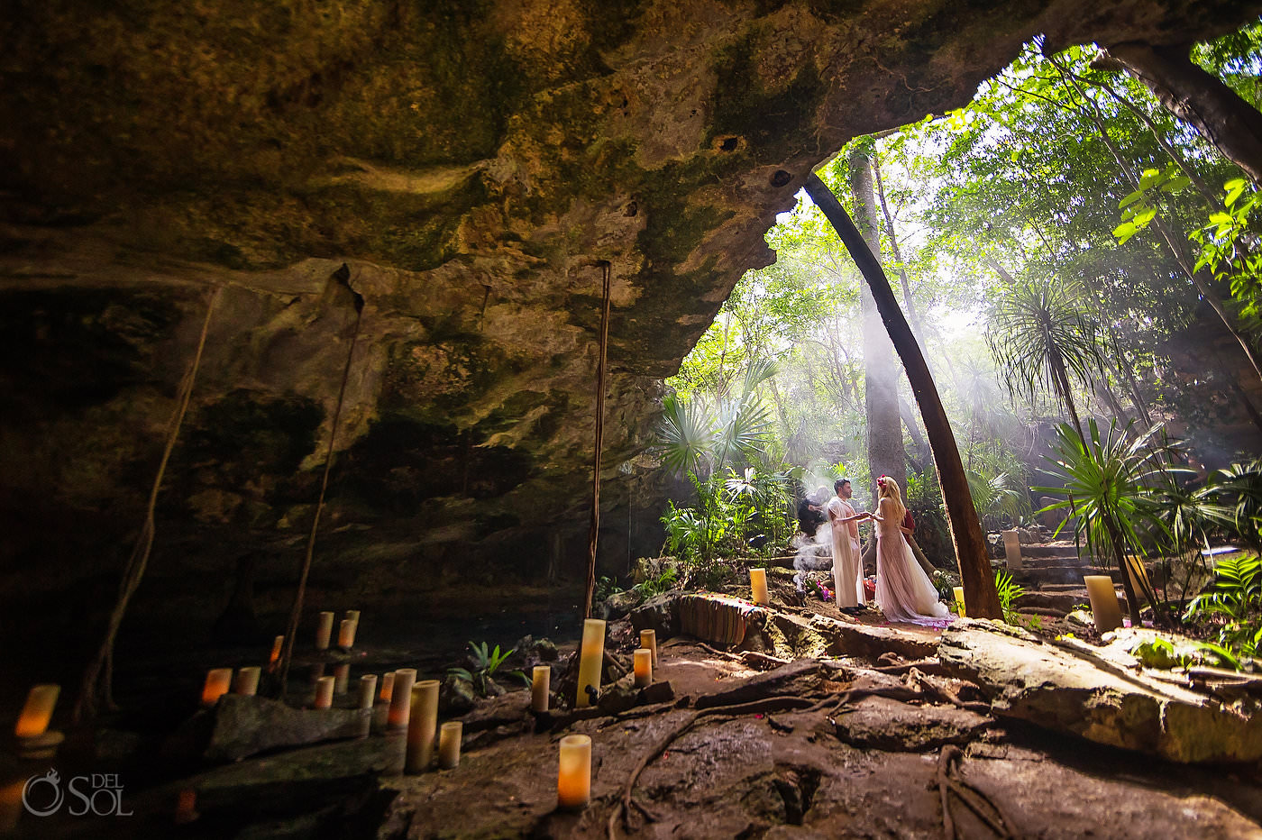 The best location for a magical Tulum Jungle wedding ceremony elope in a cenote Mexico