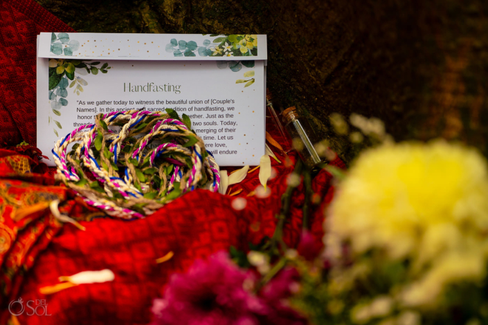 Mayan Shaman altar with Handfasting cord Tulum Jungle elopement