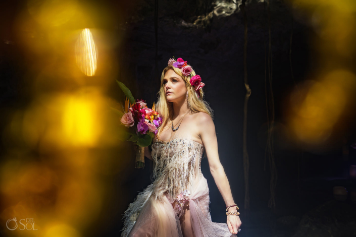 Bride portrait Tulum Jungle cenote wedding