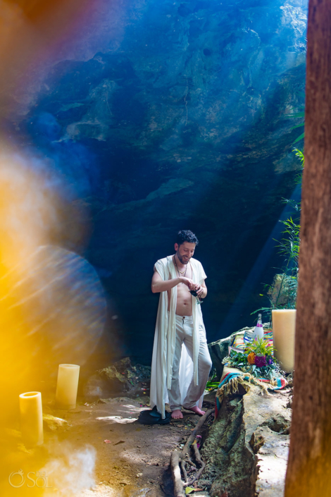 Candid Groom portrait Tulum Jungle cenote wedding