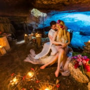 Tulum Jungle Cenote Wedding beautiful cavern with Star of David decor