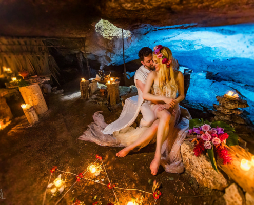 Tulum Jungle Cenote Wedding beautiful cavern with Star of David decor