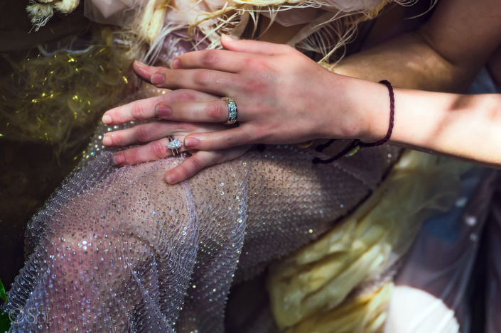 couples photography detail shot of wedding and engagement bands Tulum wedding elopement photographer