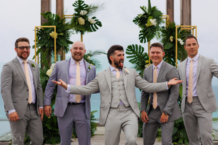 groom and groomsmen portrait gazebo Secrets Moxche Wedding